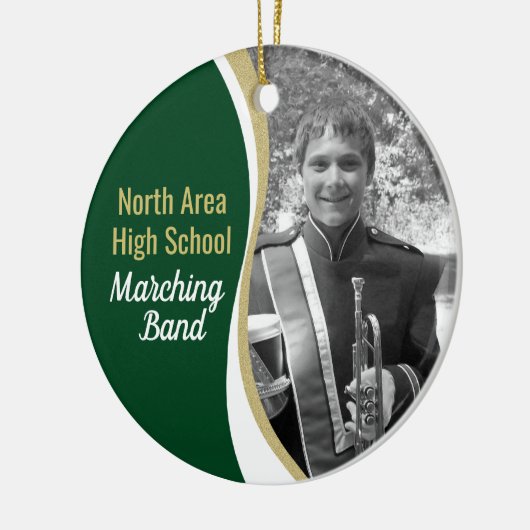 Marching Band Green en Gold Photo Keramisch Ornament (Links)