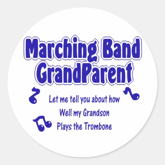 Marching Band Grootouder/Trombone Ronde Sticker (Voorkant)