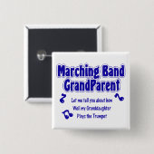 Marching Band Grootouder/ Trompet Vierkante Button 5,1 Cm (Voorkant /achterkant)