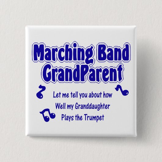 Marching Band Grootouder/ Trompet Vierkante Button 5,1 Cm (Voorkant)