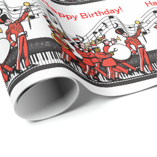 Marching Band Horns Piano and Music Note Birthday Cadeaupapier