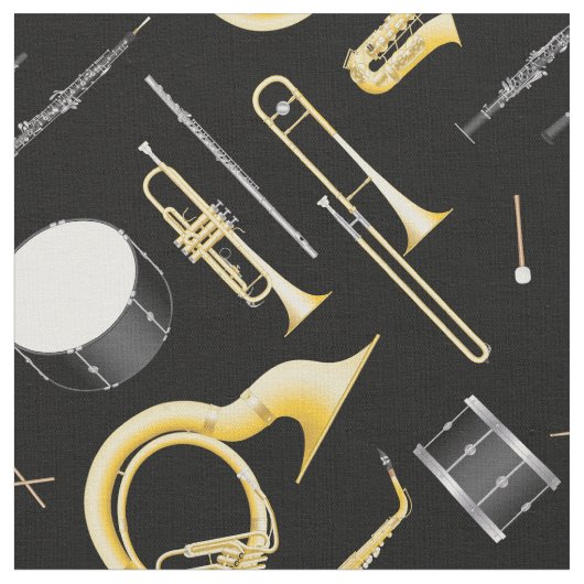 Marching Band Instruments Musician Decor Stof (Close Up)