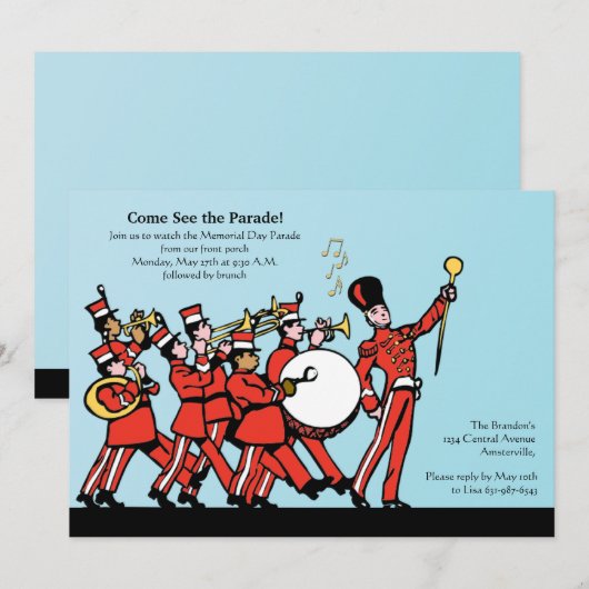 Marching Band Invitation Kaart (Voorkant / Achterkant)