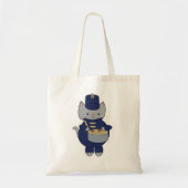 Marching Band Kat Drummer Navy Blauw Goud Tote Bag (Voorkant)