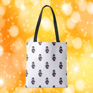 Marching Band Kat Drummer Navy Blauwe Rode Tote Bag