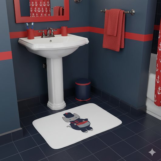 Marching Band Kat Drummer Navyblauw Rood Badmat