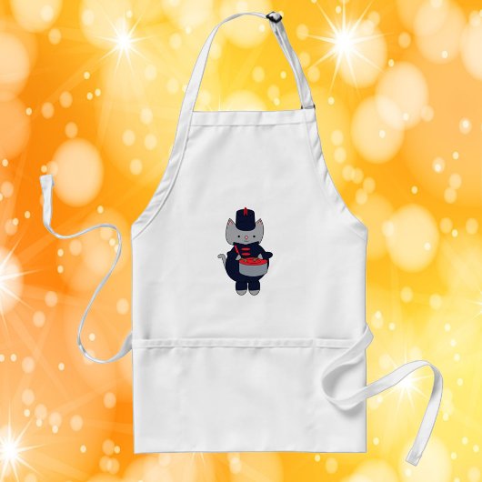 Marching Band Kat Drummer Navyblauw Rood Standaard Schort