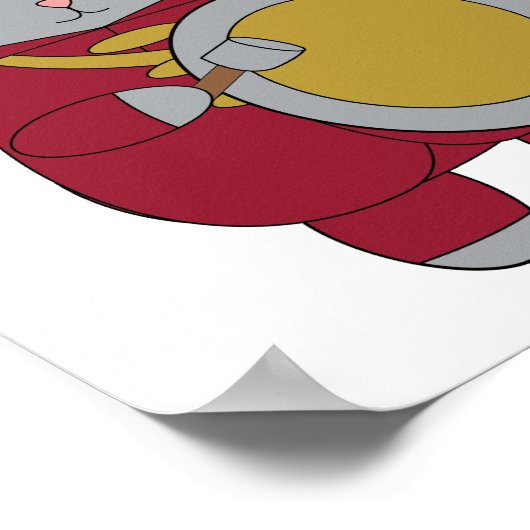 Marching Band Kat Maroon en Goud Poster (Hoek)