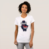 Marching Band Kat Navyblauw Rood T-shirt (Voorkant volledig)