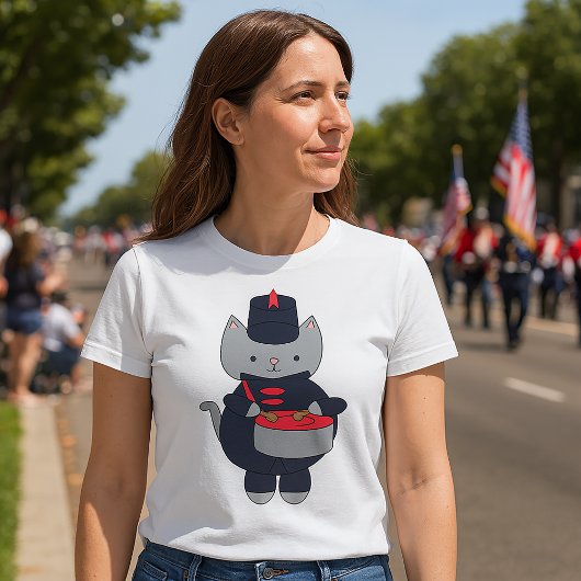 Marching Band Kat Navyblauw Rood T-shirt