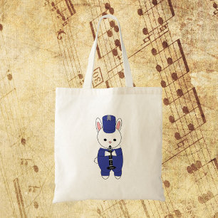 Marching Band Konijn Klarinet Blauw Wit Tote Bag
