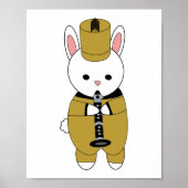 Marching Band Konijn Klarinet Goud Geel Zwart Poster (Voorkant)