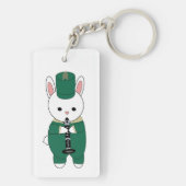 Marching Band Konijn Klarinet Groen Goud Sleutelhanger (achterkant)