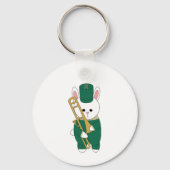 Marching Band Konijn met Trombone Groen Goud Sleutelhanger (Achterkant)