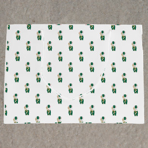 Marching Band Konijn Trombone Groen Goud Patroon Groot Cadeauzakje