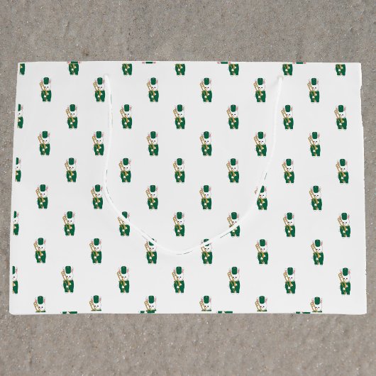Marching Band Konijn Trombone Groen Goud Patroon Groot Cadeauzakje