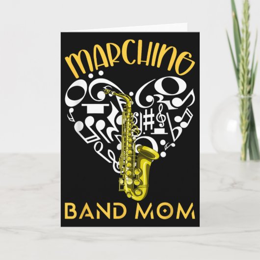 Marching Band Mom Heart Love Music Notes Saxophone Kaart (Voorkant)