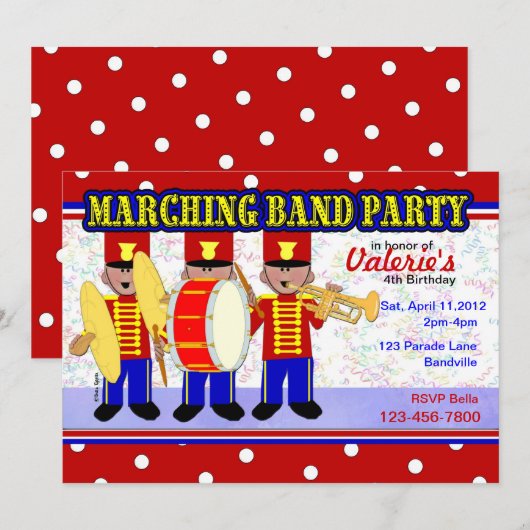 Marching Band Party Kaart (Voorkant / Achterkant)