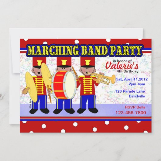 Marching Band Party Kaart (Voorkant)
