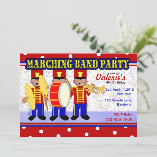 Marching Band Party Kaart (Staand voorkant)