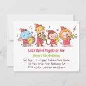 Marching Band Safari Dieren Kids Verjaardagsfeest Kaart (Voorkant)