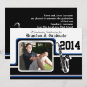 Marching Band Saxofoon Afstuderen Foto Blauw Kaart (Voorkant / Achterkant)