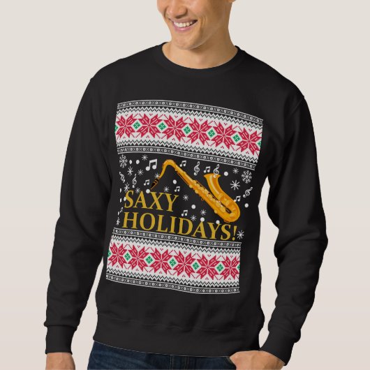 Marching Band Saxophone Ugly KerstSweater Trui (Voorkant)