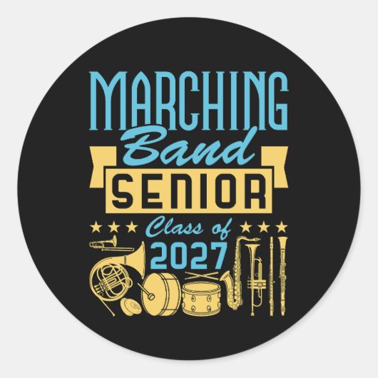 Marching Band Senior 2027 Ronde Sticker (Voorkant)