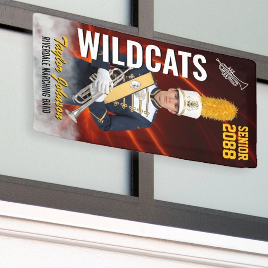 Marching Band Senior Class Custom Sports Photo Spandoek (Buitenkant Gebouw)