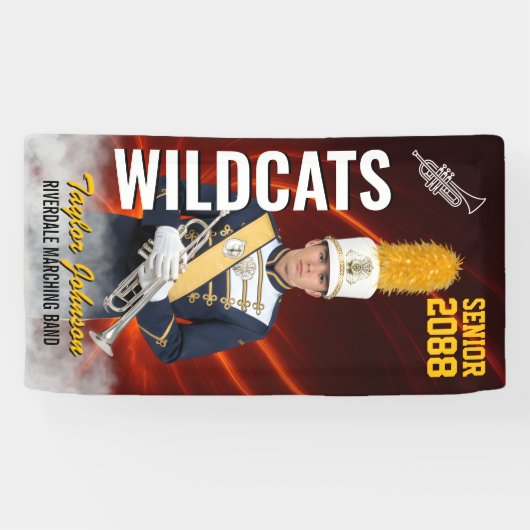 Marching Band Senior Class Custom Sports Photo Spandoek (Horizontaal)