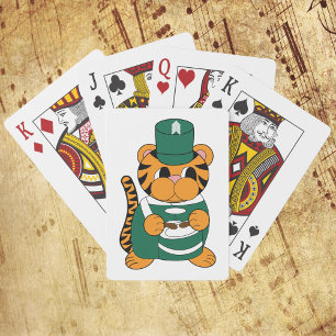 Marching Band Tiger Drummer Groen en Wit Pokerkaarten