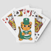 Marching Band Tiger Drummer Groen en Wit Pokerkaarten (Achterkant)