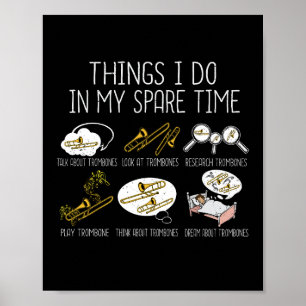 Marching Band Trombone Gift Mannen Jazz Muziek Poster