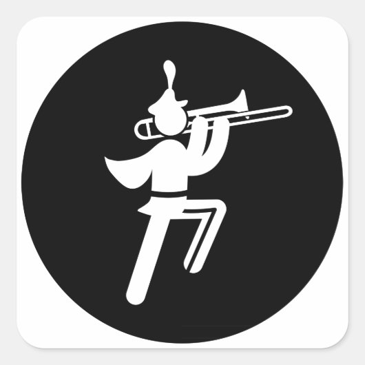 Marching Band - Trombone Speler Vierkante Sticker (Voorkant)