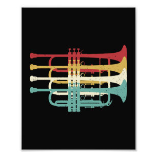 Marching Band Trompet Player Retro Design Foto Afdruk
