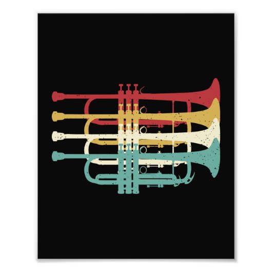 Marching Band Trompet Player Retro Design Foto Afdruk (Voorkant)
