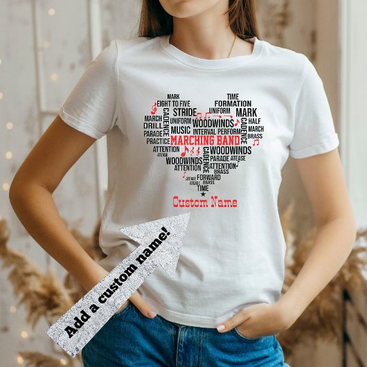 Marching Band Word Cloud gepersonaliseerd T-shirt
