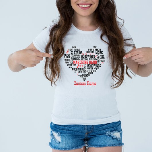 Marching Band Word Cloud gepersonaliseerd T-shirt