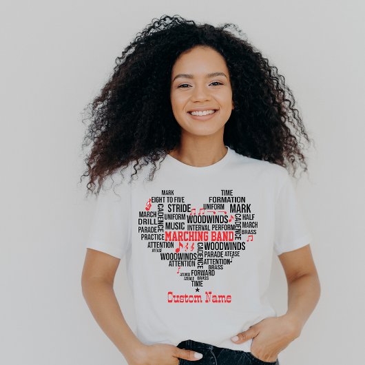 Marching Band Word Cloud gepersonaliseerd T-shirt