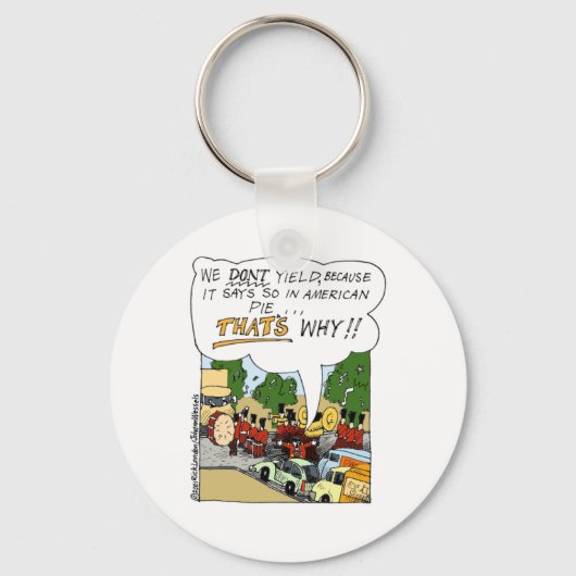 Marching Band Yields Funny Offbeat Cartoon Gifts Sleutelhanger (Voorkant)