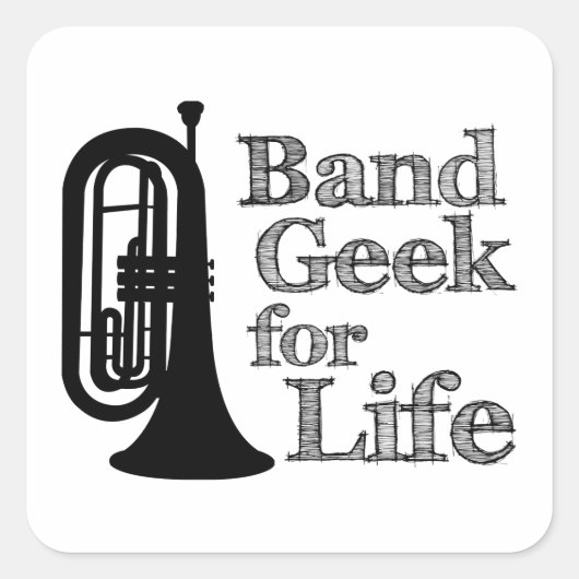 Marching Baritone Band Geek Vierkante Sticker (Voorkant)