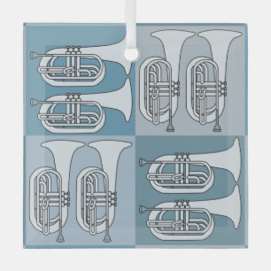 Marching Baritone Crosshatch Glas Ornament