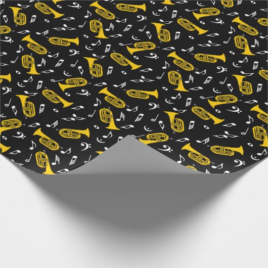 Marching Baritone Muzieknoten Bass Clefs Cadeaupapier (Hoek)