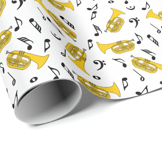 Marching Baritone Muzieknoten Bass Clefs Cadeaupapier (Rol Hoek)