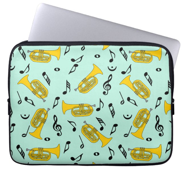 Marching Baritone Muzieknoten Bass Clefs Laptop Sleeve (Voorkant)