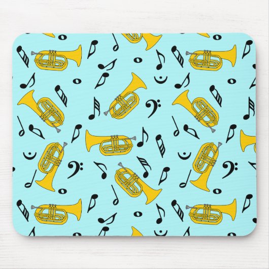 Marching Baritone Muzieknoten Bass Clefs Muismat (Voorkant)