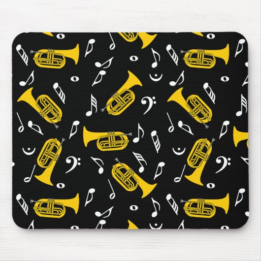 Marching Baritone Muzieknoten Bass Clefs Muismat (Voorkant)