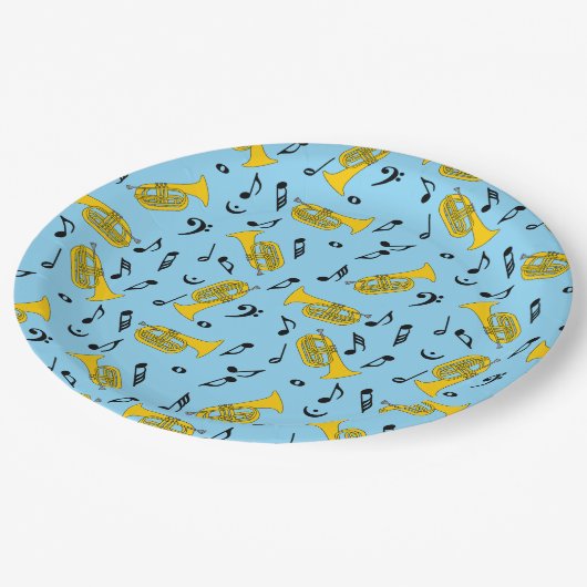 Marching Baritone Muzieknoten Bass Clefs Papieren Bordje (Gekanteld)