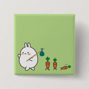 Marching Bunny Vierkante Button 5,1 Cm