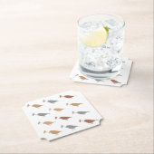 Marching Daisy Bird Design Bruin Papier Onderzette Kartonnen Onderzetters (Insitu)